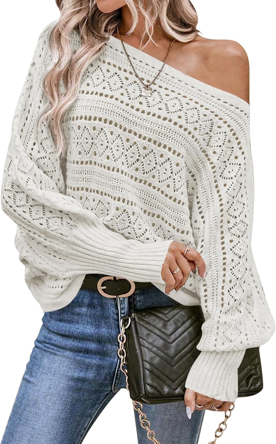 Cakulo Womens Off Shoulder Sweater Top for Fall Fashion 2025