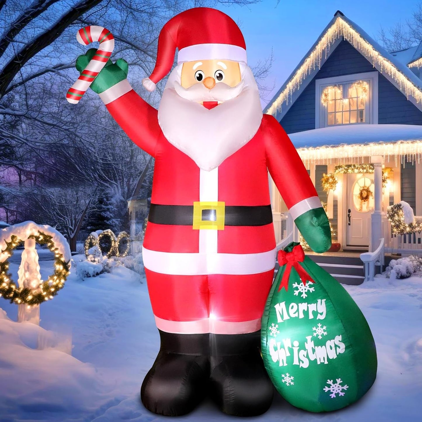 8 FT Christmas Inflatable Santa Claus with Gift Bag for Yard
