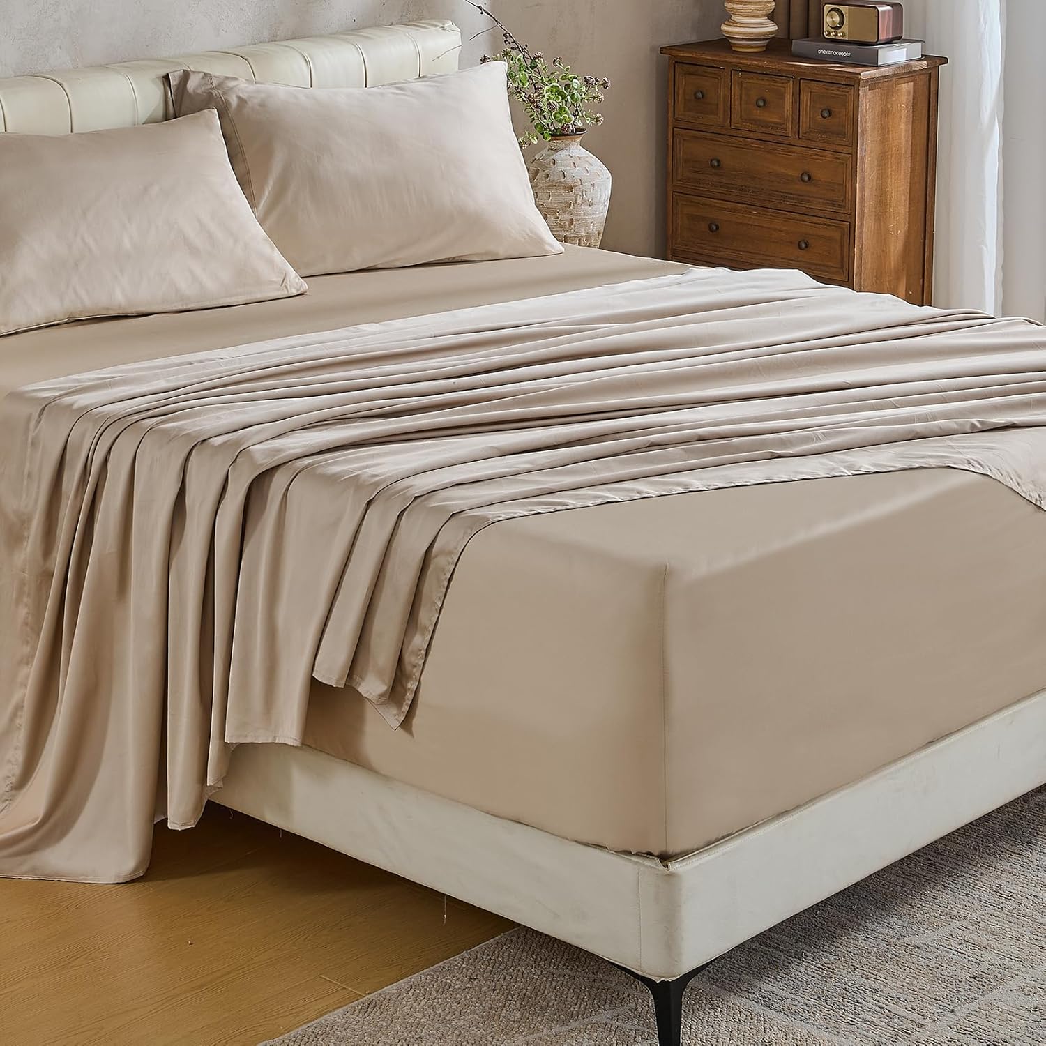 Extra Deep Pocket Cotton Sheets Queen Size - 100% Egyptian Cotton