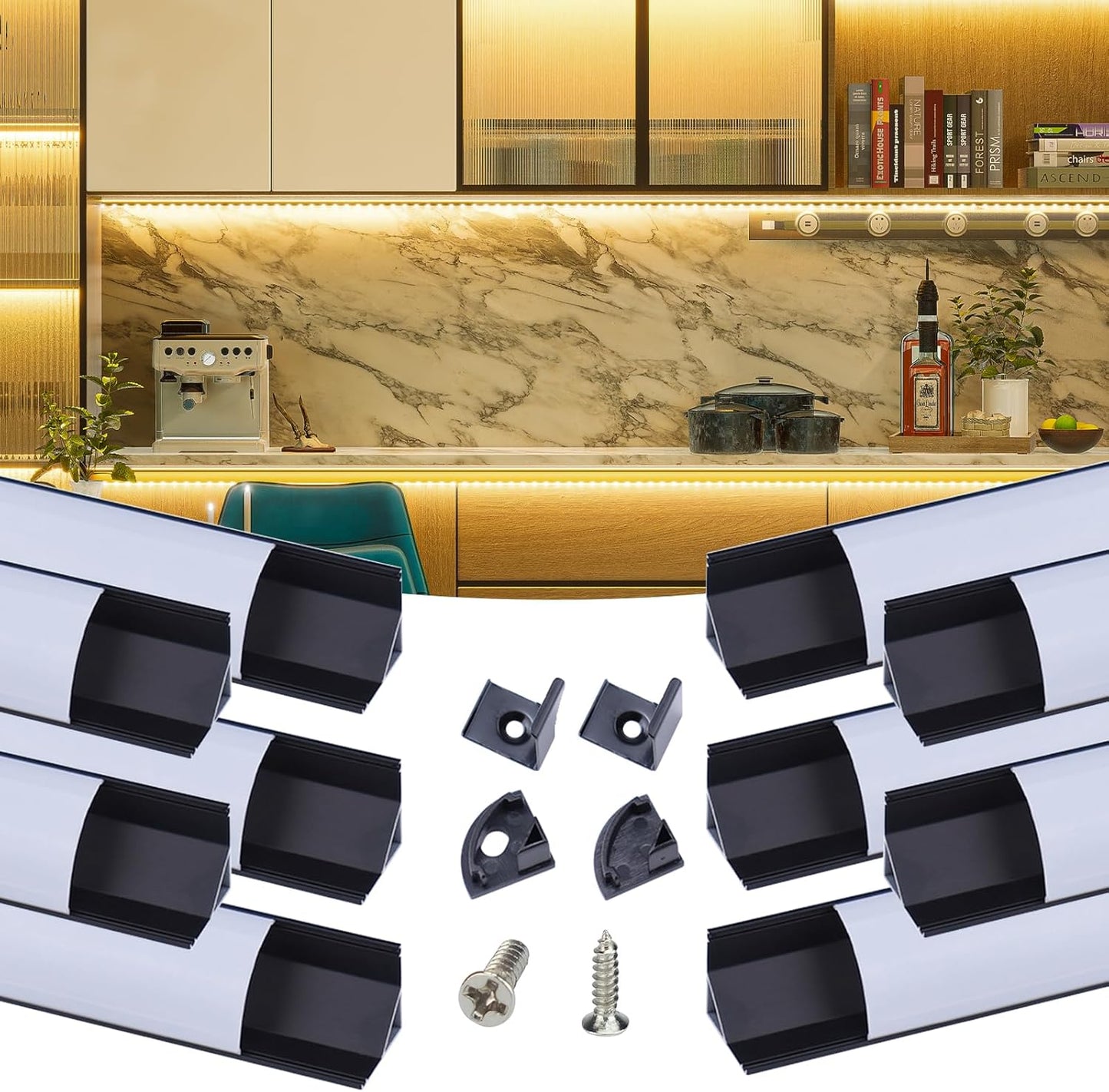 Muzata 10Pack V Shape LED Channel for Easy Corner Lighting