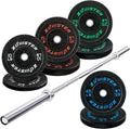 190 lb Bumper Plate Set with 7ft Olympic Bar - High Bounce