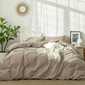 MooMee Bedding Duvet Cover Set Super Queen - Washed Cotton Comfort