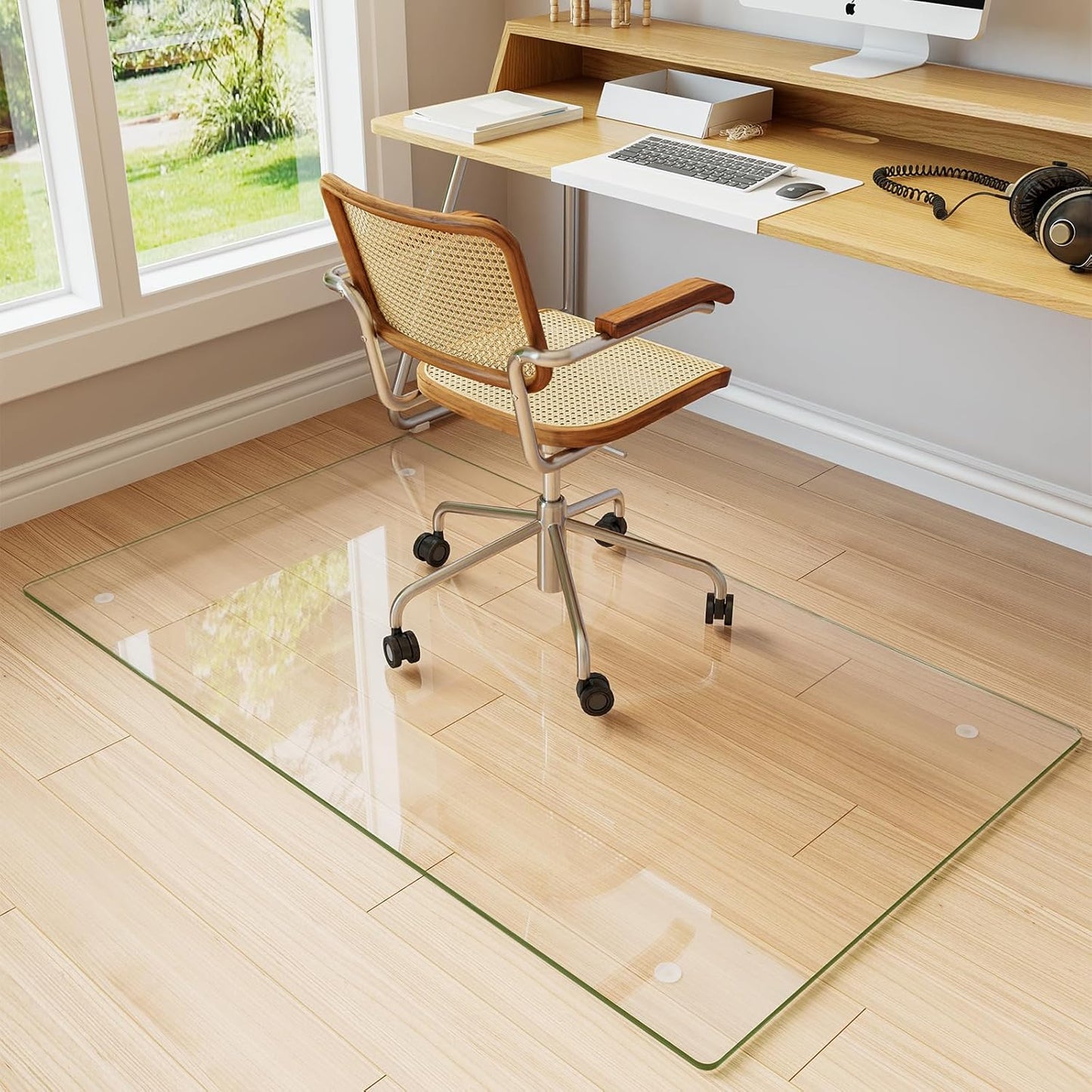 Koonmi Tempered Glass Chair Mat for Hardwood Floors & Carpets