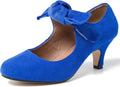 Royal Blue Mary Jane Kitten Heel Pumps - Comfortable Low Heels