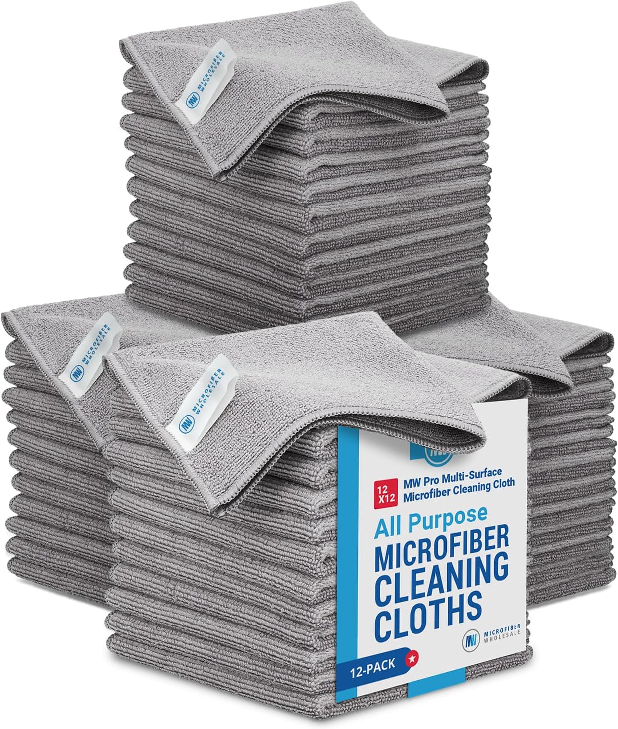 12in x 12in MW Pro Microfiber Cleaning Cloths - 48 Pack