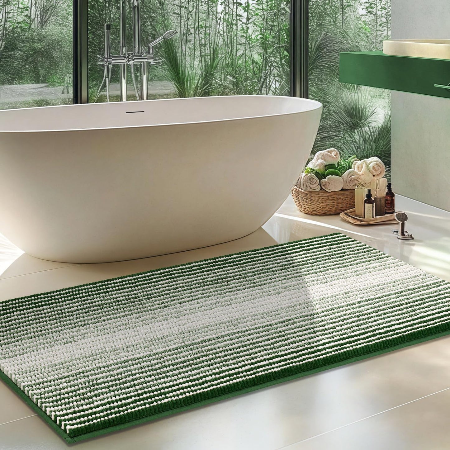 Large Non Slip Chenille Bath Mat Soft Water Absorbent Rug