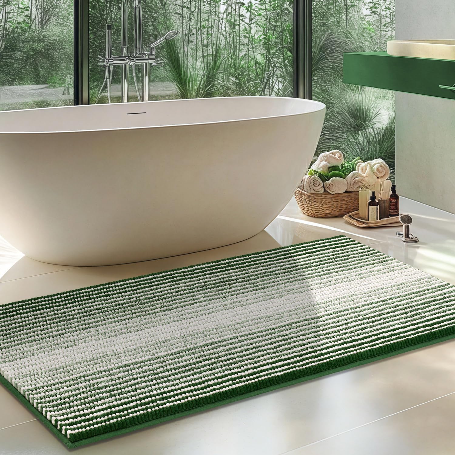 Large Non Slip Chenille Bath Mat Soft Water Absorbent Rug