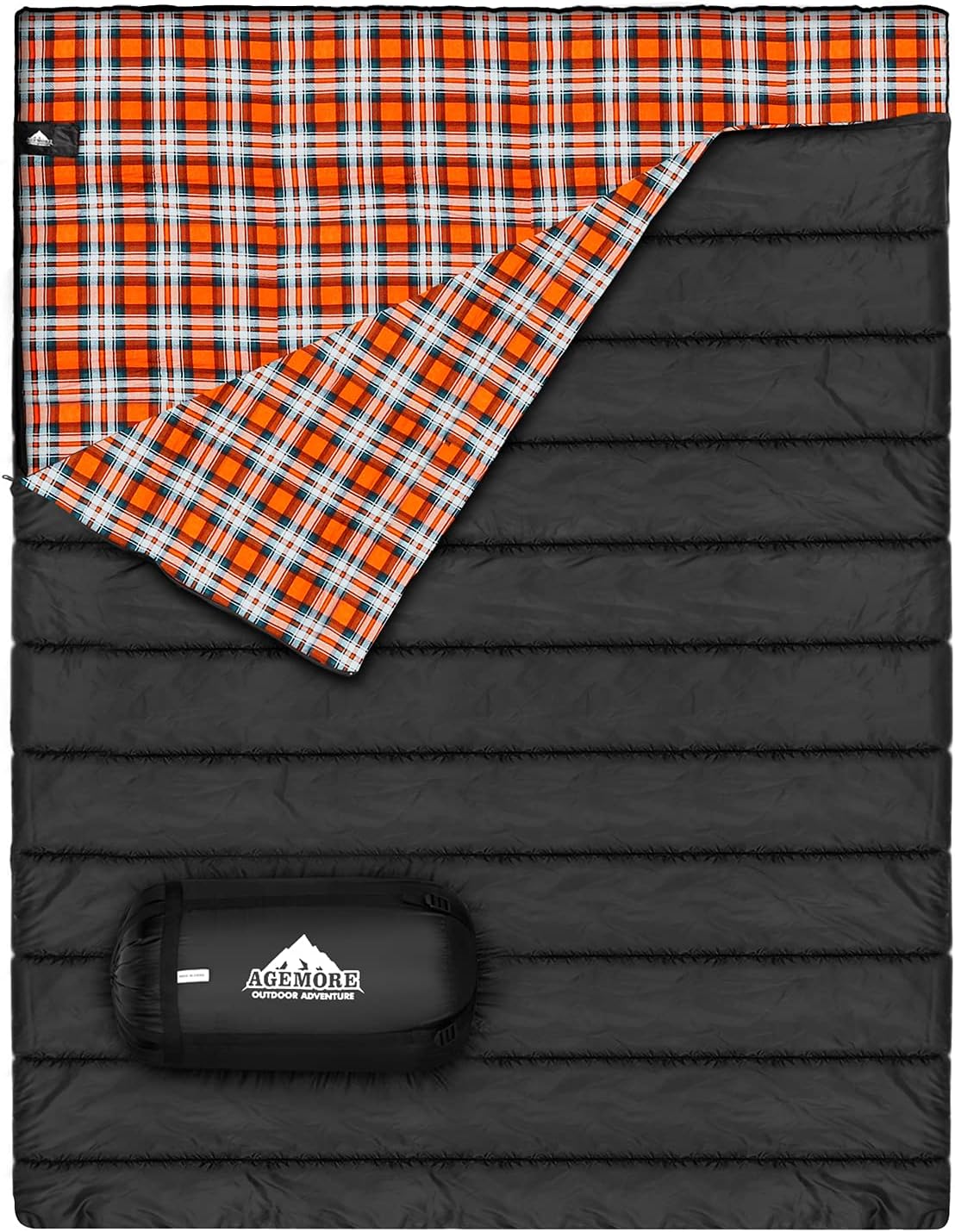 AGEMORE Cotton Flannel Double Sleeping Bag for Camping Comfort