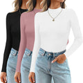 Mock Turtlenecks for Women 3 Pack - Ribbed Slim Fit Long Sleeve