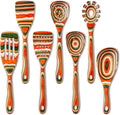 Gudamaye Pakkawood 7-Piece Red Wooden Cooking Utensils - Gentle on