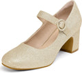 Mary Jane Pumps Closed Toe Low Chunky Block Heels (Style SLGT)