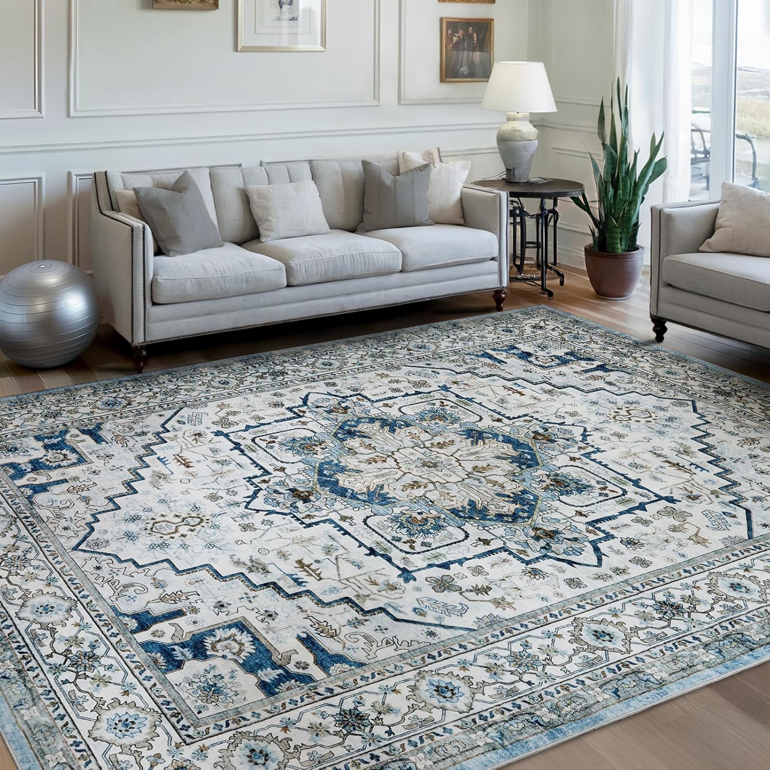 Large Machine Washable Vintage Oriental Area Rugs for Living Room