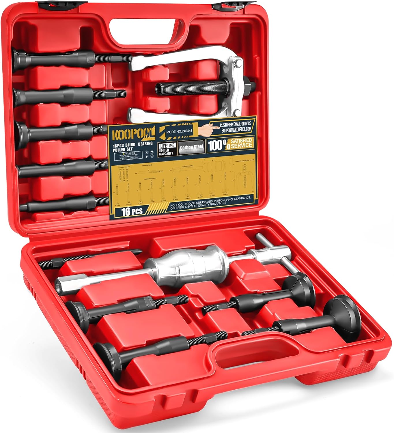 16-Piece Blind Hole Collet Bearing Race Puller Extractor Kit