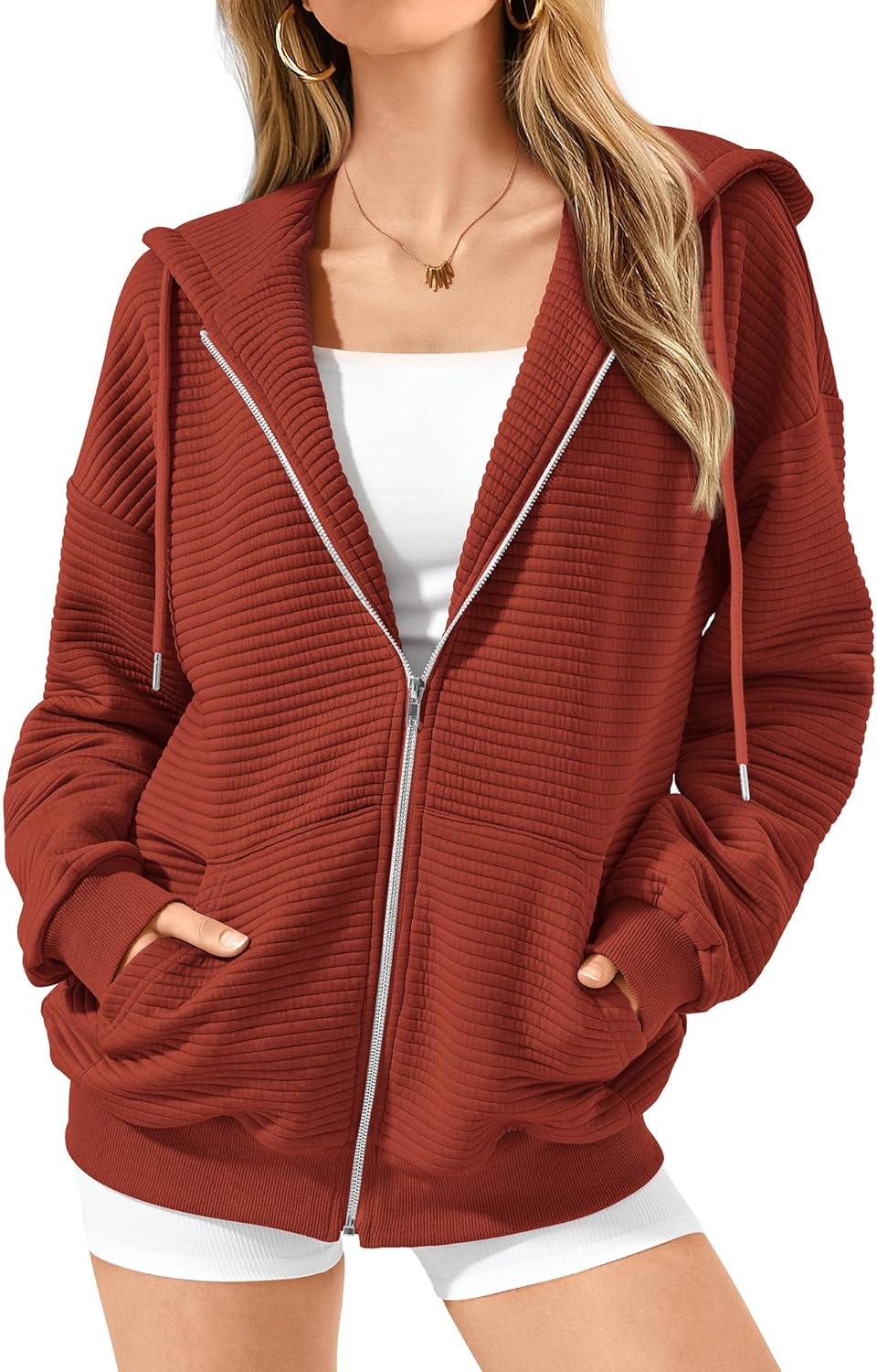 BTFBM Zip Up Hoodie Women Long Sleeve Oversized Casual Fashion