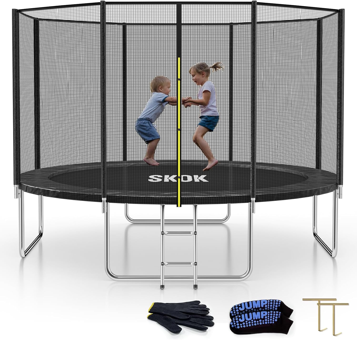 SKOK Trampoline 12FT with Enclosure Net for Family Fun