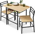 Space Saving 3-Piece Modern Dining Set - Natural/Black for Small