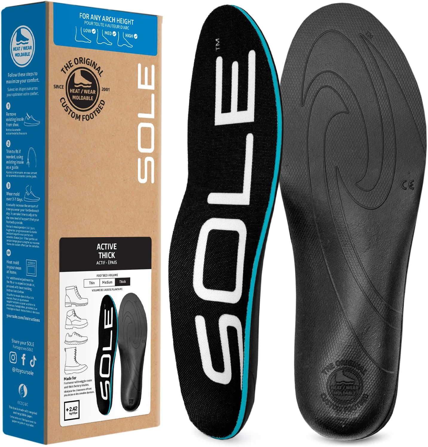 SOLE Active Thick Shoe Insoles for Plantar Fasciitis Relief