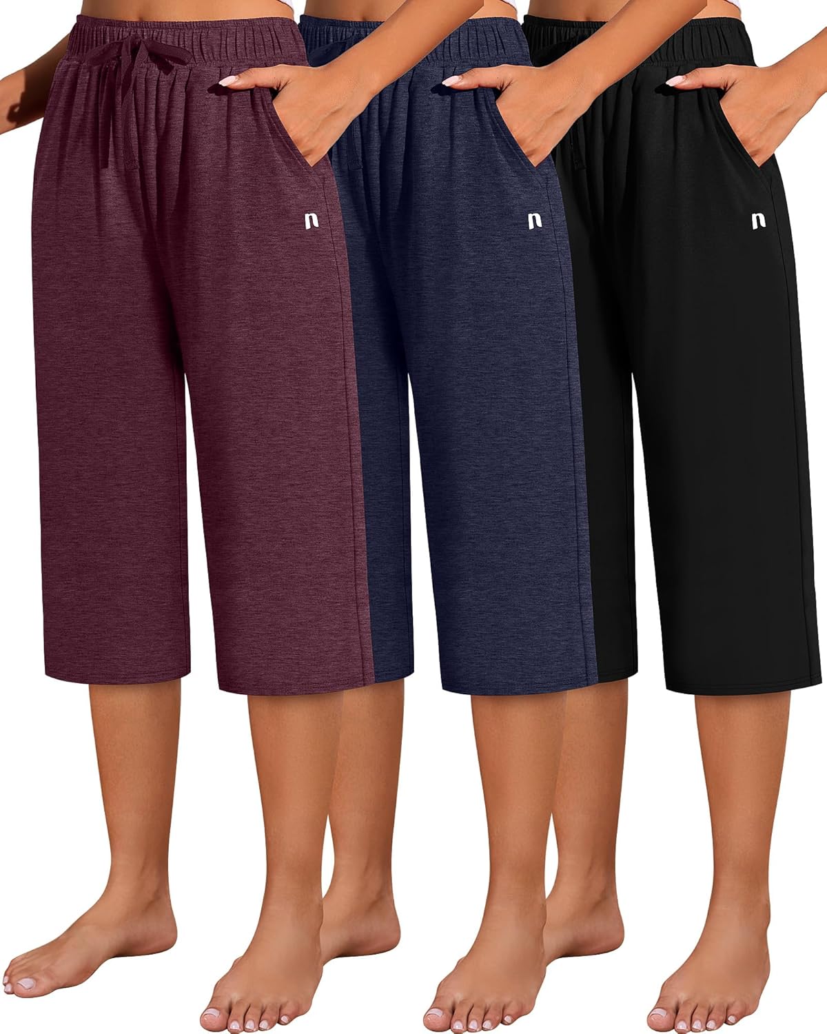 Neer Women's Capri Pants - Comfortable Cotton Wide Leg Sweatpants