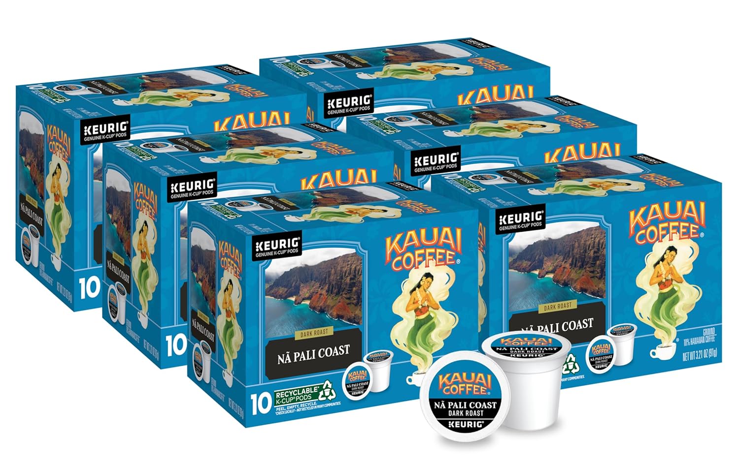 Kauai Coffee Na Pali Dark Roast Pods for Keurig Brewers, 60 CT