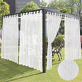 110x108 in White Sheer Outdoor Curtains 4 Panels - Waterproof Linen
