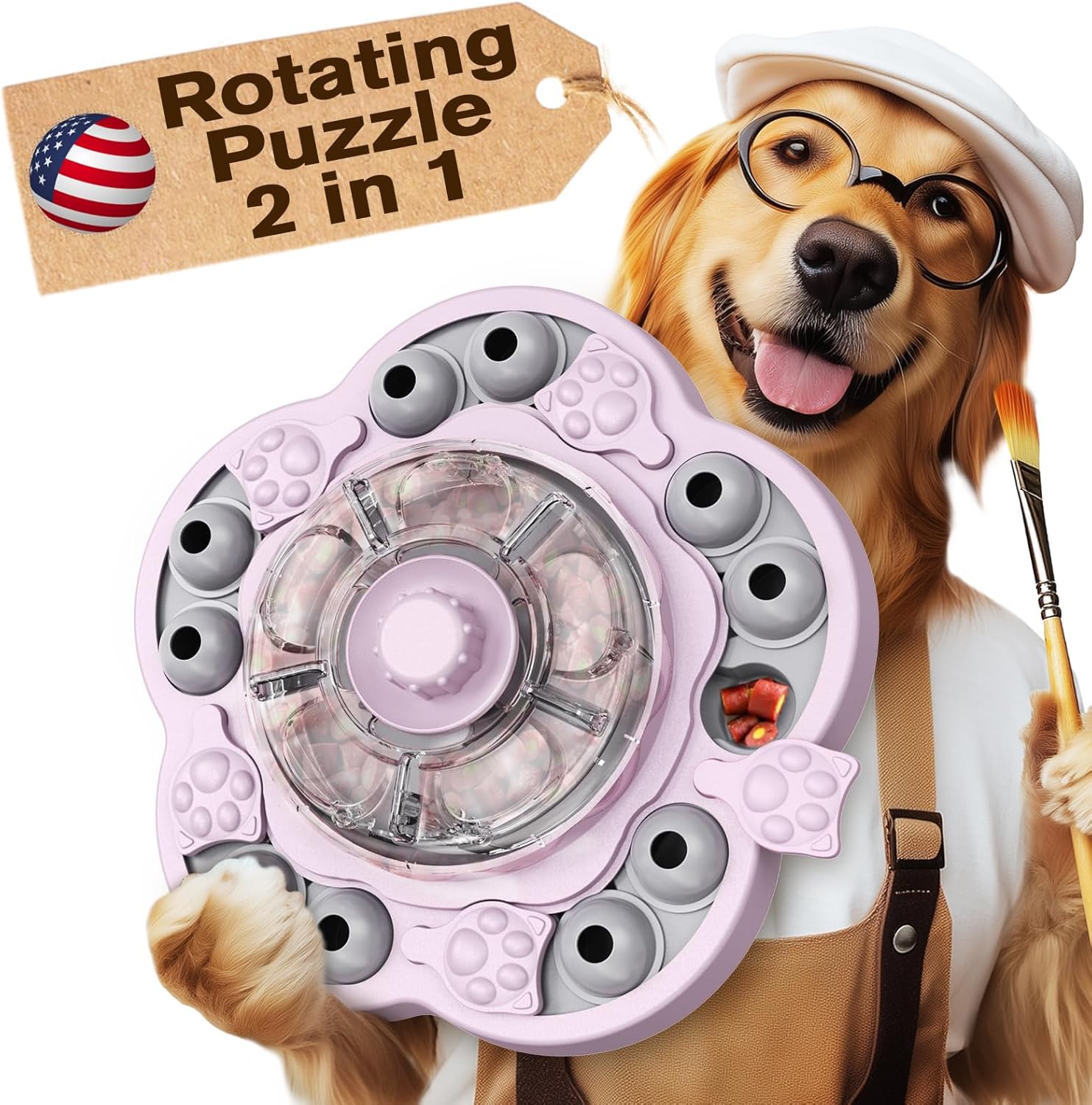 KADTC Spinning Dog Puzzle Toy for All Sizes - 3 Levels of Fun