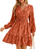 BerryGo Womens Long Sleeve Mini Dress - Flowy Babydoll with Pocket