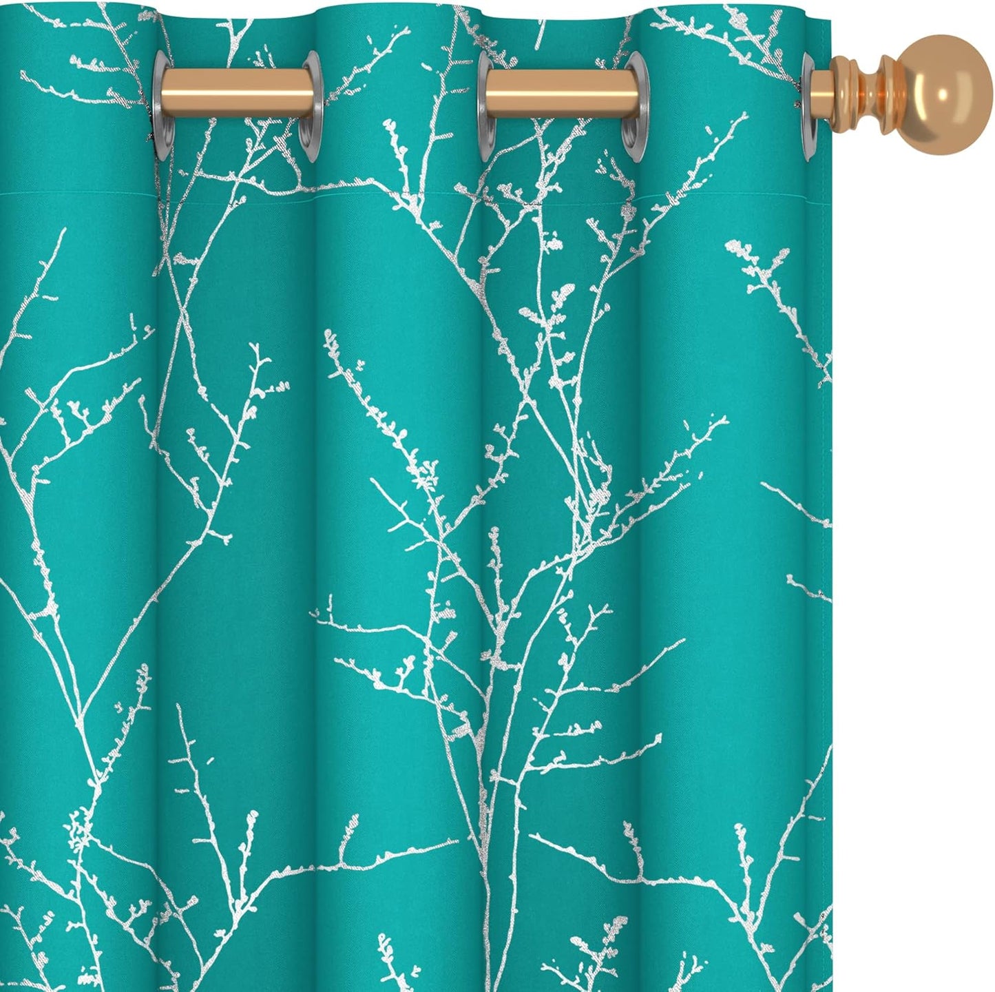Deconovo Blackout Curtains with Tree Foil Print for Privacy