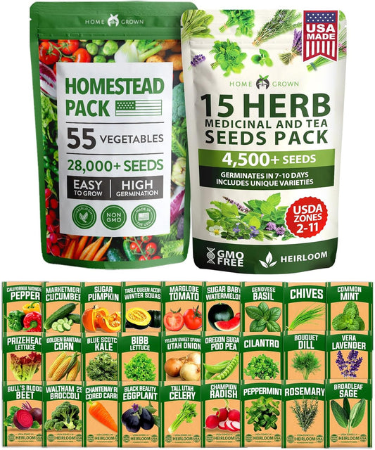 70 Variety Vegetable & Herb Seeds for Home Gardeners & Preppers