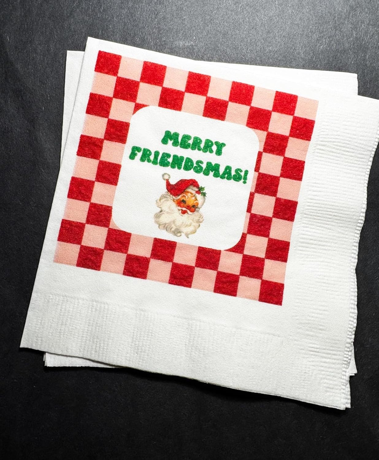Vintage Santa Funny Christmas Napkins Set - Cheers to Friendsmas!