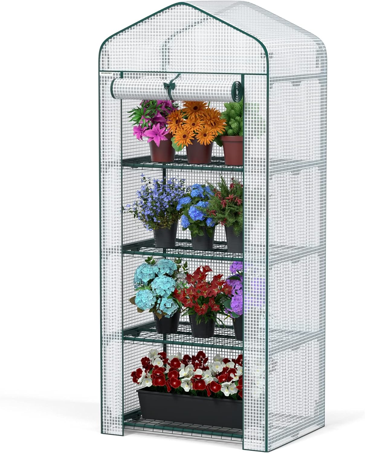 WORKPRO 4-Tier Portable Mini Greenhouse - Compact Gardening Solution