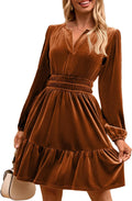 Simplee Womens Velvet Dress 2025 Fall Cocktail V Neck Mini