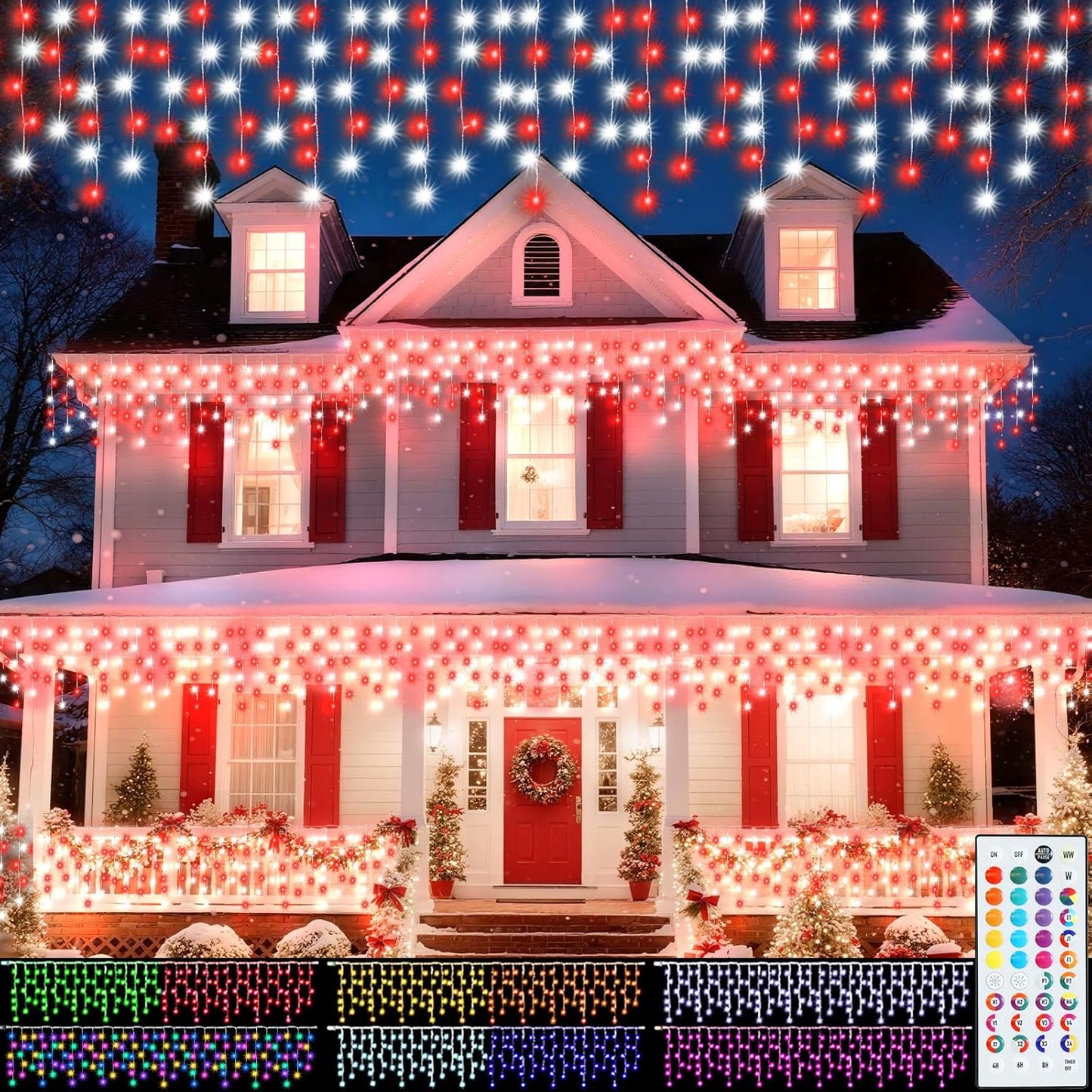 Pooqla Color Changing Icicle Lights for Festive Outdoor Decor