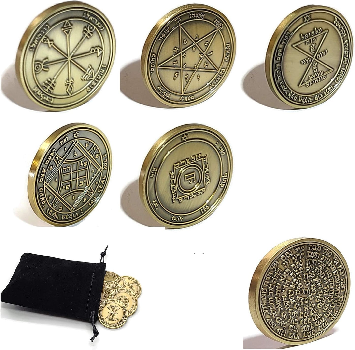 King Solomon Seal Coin Talisman with 5 Pentacles of Venus