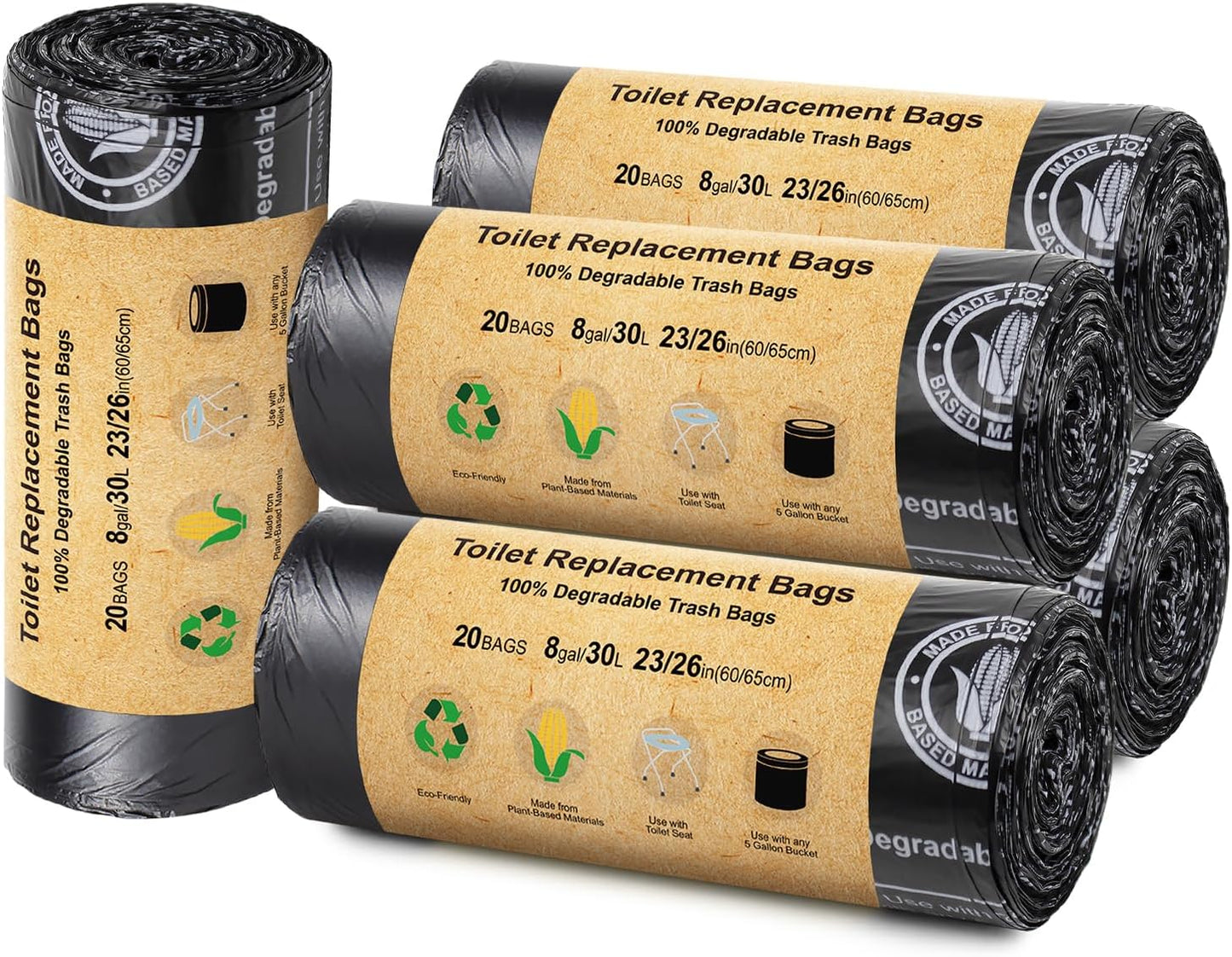 BLIKA 100 Count Heavy Duty Compost Toilet Replacement Bags