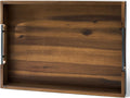 20 Inch Acacia Wood Ottoman Tray for Living Room - Stylish Walnut