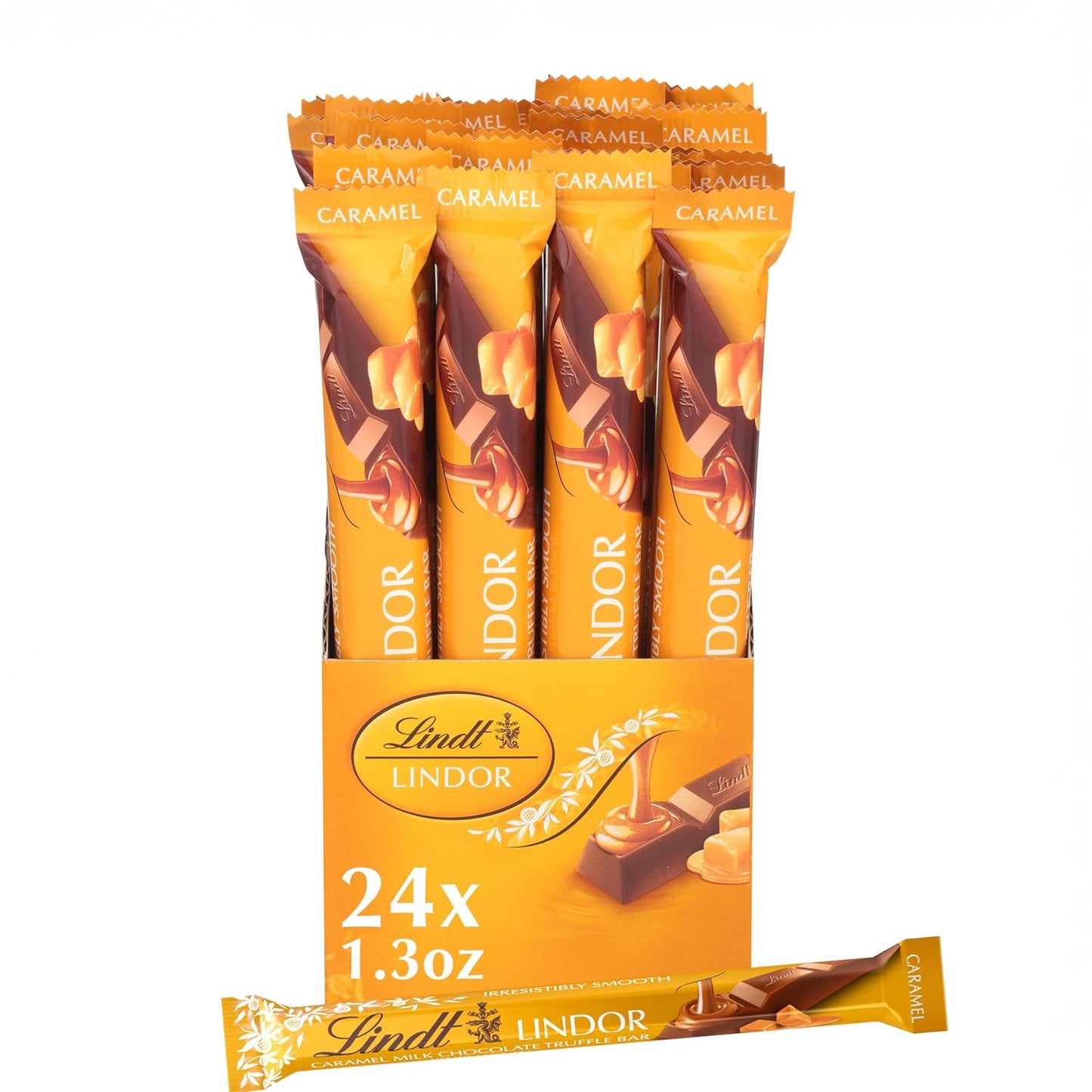Lindt LINDOR Caramel Milk Chocolate Truffle Bars - 24 Pack
