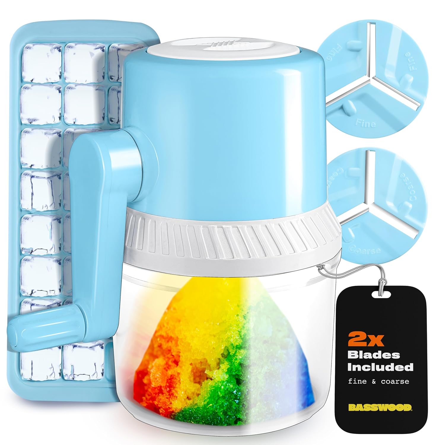 Portable Snow Cone Maker Kit - Stainless Steel Blades - Kid-Friendly
