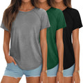 Ficerd Women Short Sleeve Tunic 3-Pack - Comfortable Curved Hem