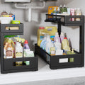 2 Pack 17in Depth Under Sink Storage Organizer - Large 2-Tier Pull Out