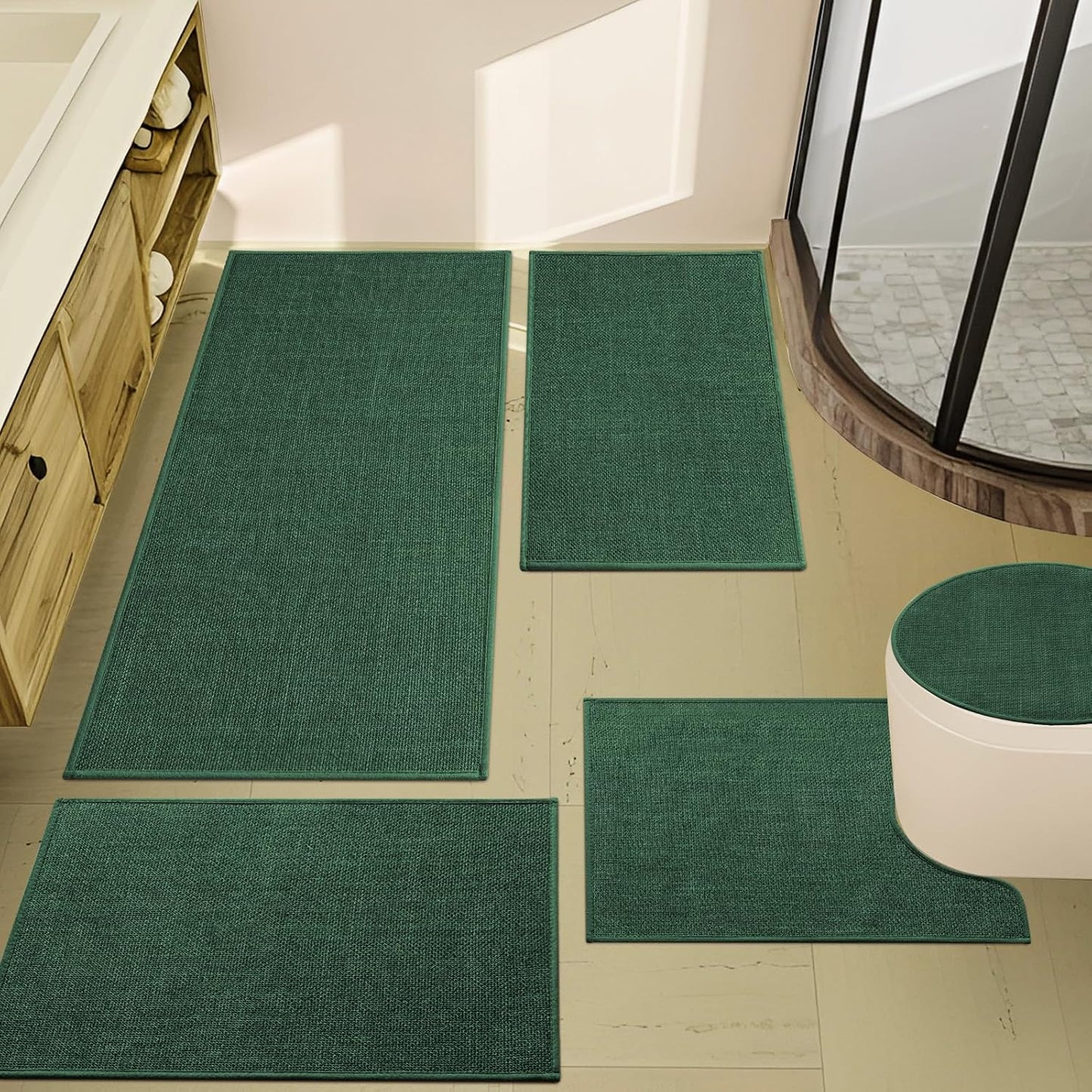 YIHOUSE Green Bathroom Rugs Set 5 Piece for Comfort