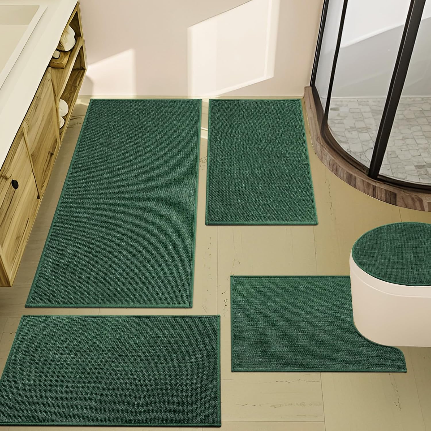 YIHOUSE Green Bathroom Rugs Set 5 Piece for Comfort