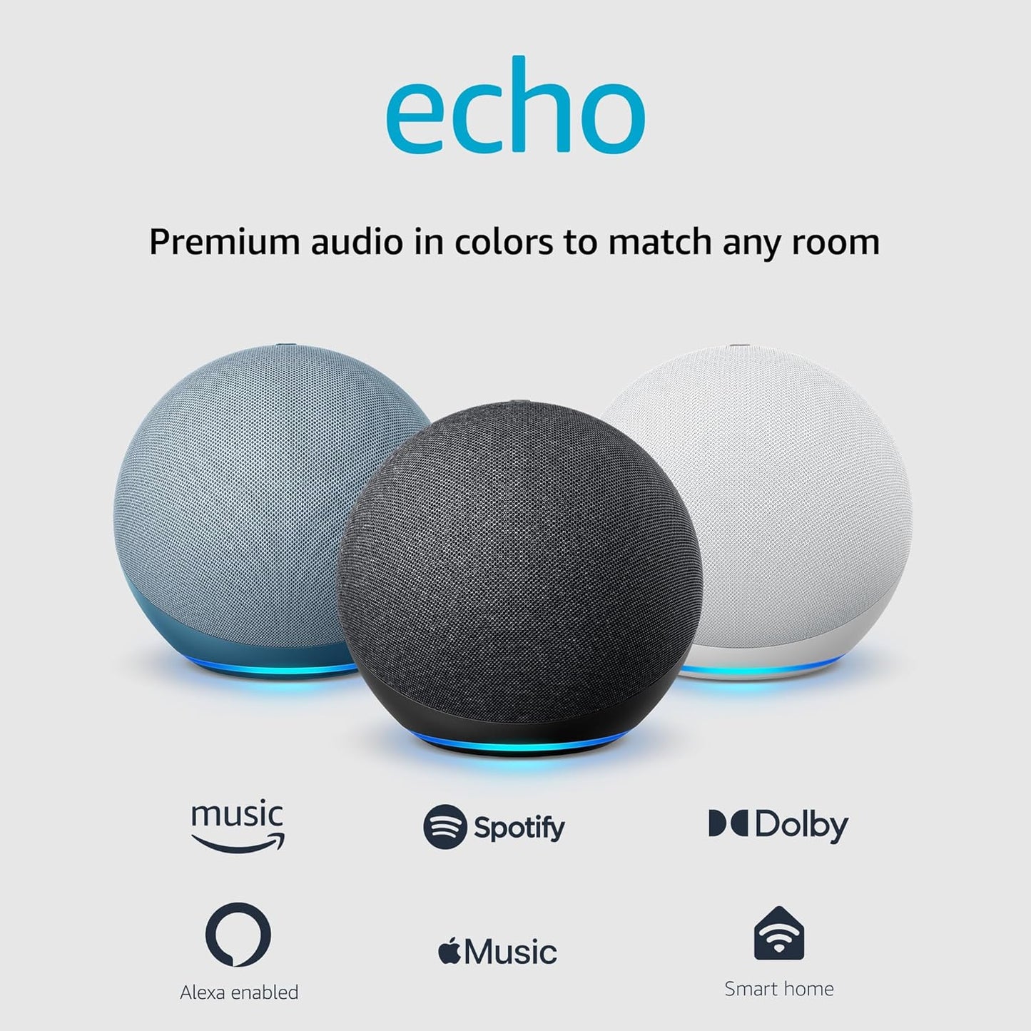 Premium Sound Alexa Speaker for Large Spaces in Charcoal