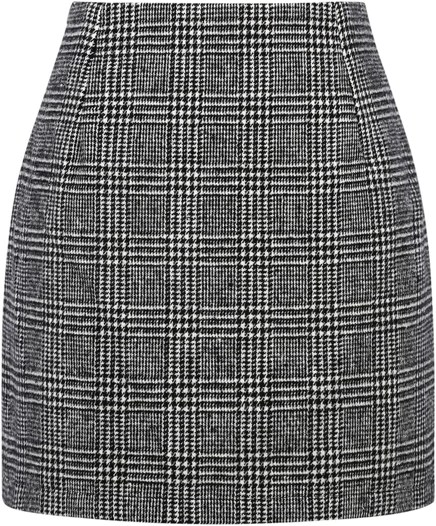 Plaid Mini Skirt for Women High Waist A Line Bodycon Style