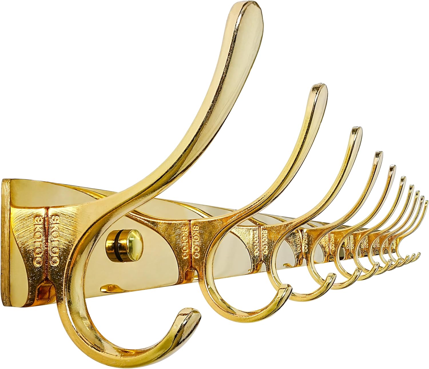 SKOLOO Wall Mounted Coat Rack - Heavy Duty 10 Hooks in Gold