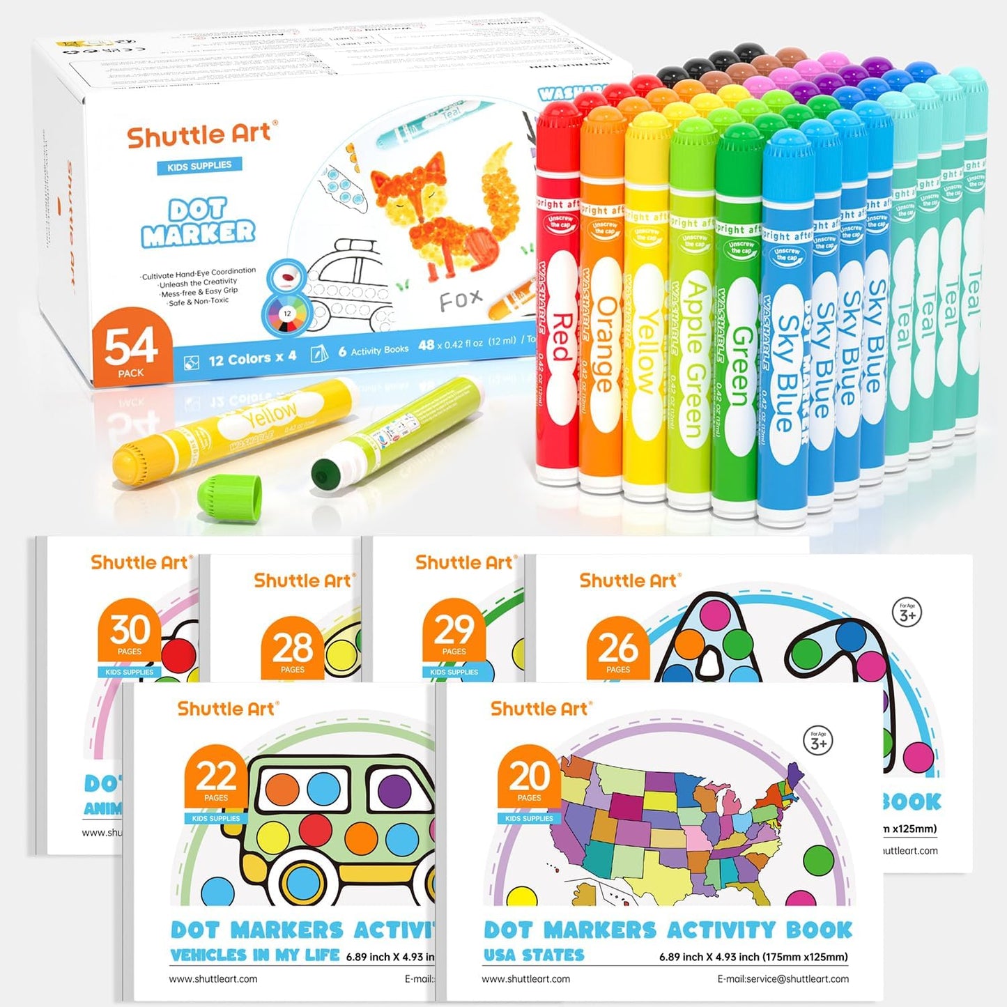 Shuttle Art 48 Pack Washable Dot Markers for Kids Fun Art