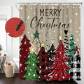 Christmas Tree Shower Curtain Buffalo Plaid Snowflake - Festive Bath