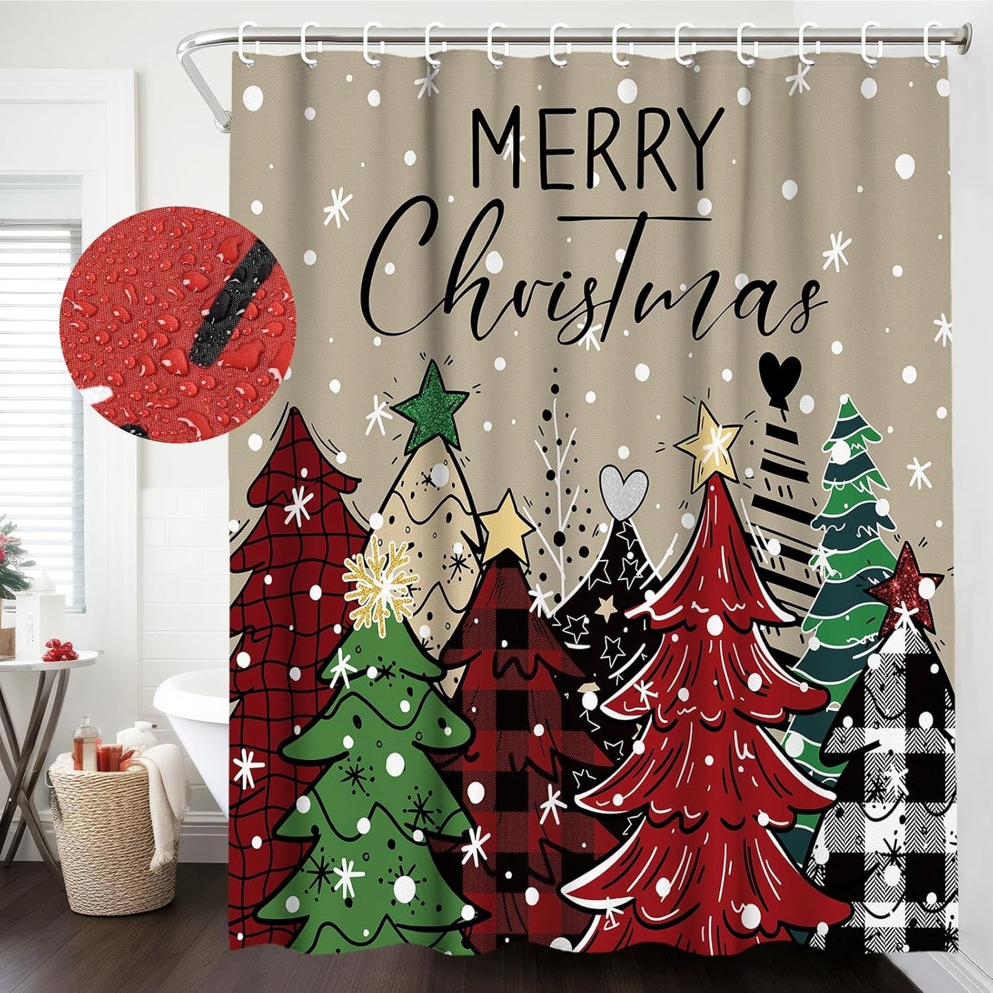 Farmhouse Christmas Shower Curtain Set - Loneliness Be Gone!
