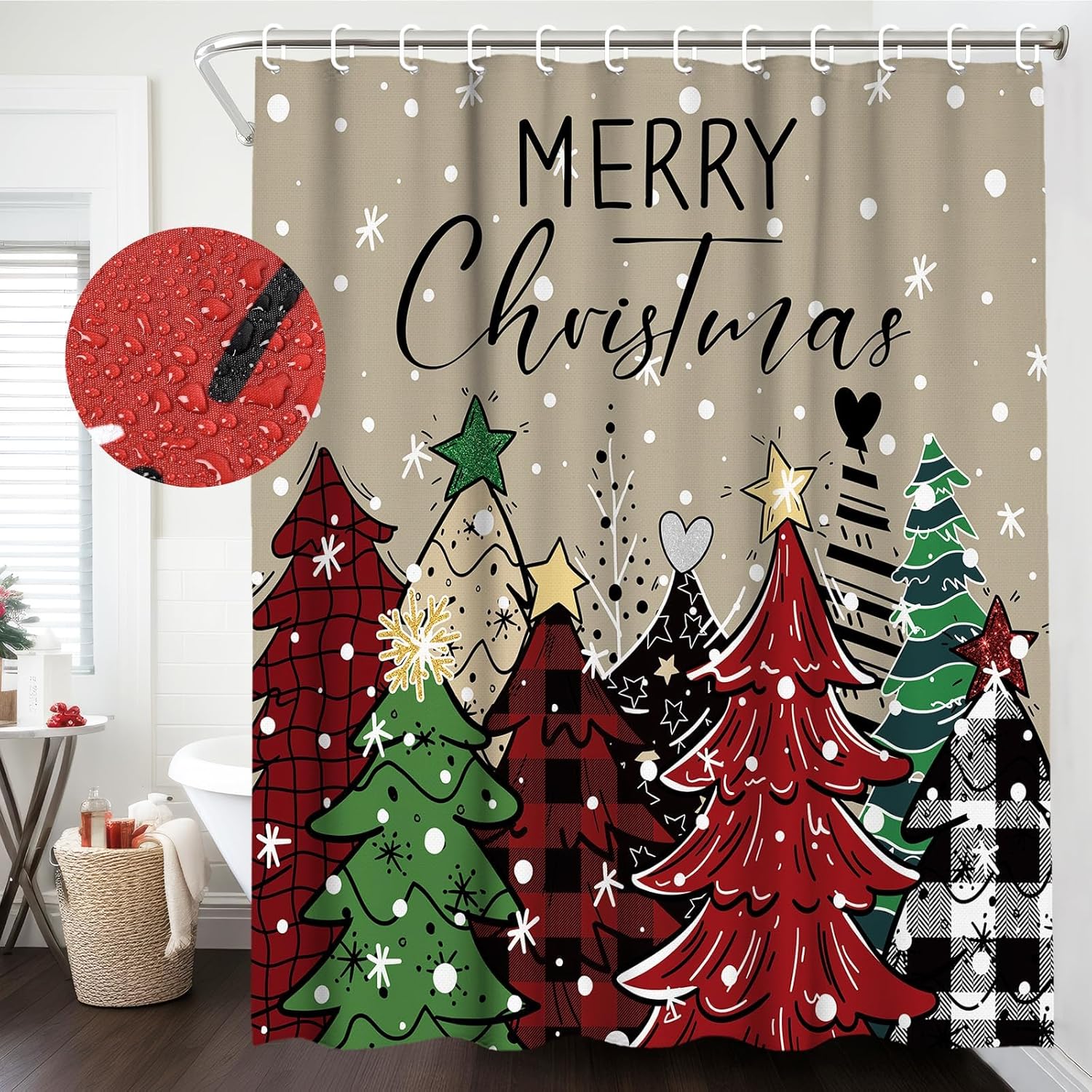 Farmhouse Christmas Shower Curtain Set - Loneliness Be Gone!