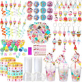 195 Pcs Ice Cream Birthday Party Favors Bulk for 16 Kids - Complete