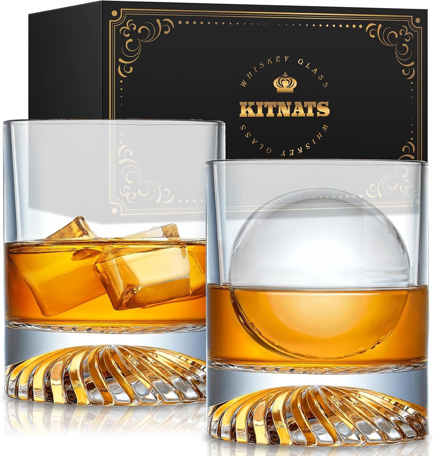 Hand Blown Crystal Whiskey Glasses Set - Elegant Spirit Sippers